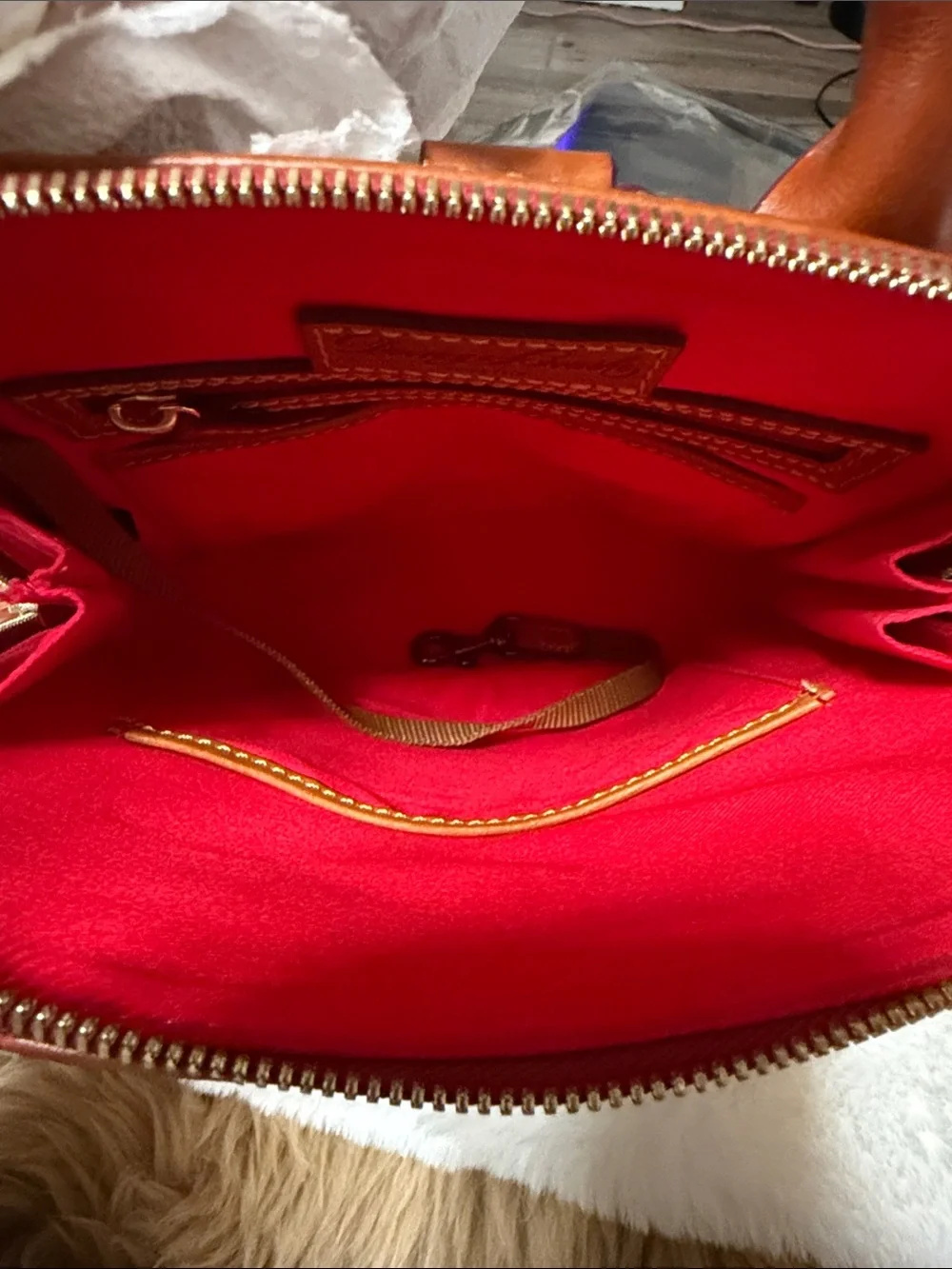 RARE Dooney & Bourke Florentine Leather Small Zip Pod Backpack in Natural EUC